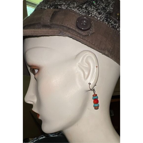 Delicate Southwestern Style Faux Turquoise Drop Earrings - Picture 2 of 10